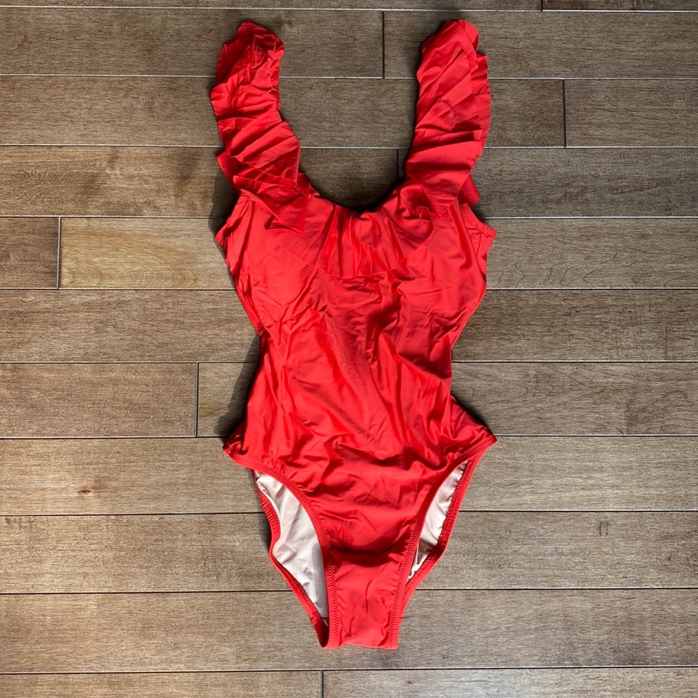 J.Crew Ruffle Swimsuit Red Size 2 ❤️